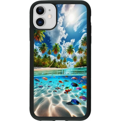 Coque iPhone 11 - Silicone rigide noir Plage Paradis