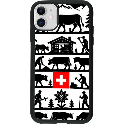 Coque iPhone 11 - Silicone rigide noir Poya Suisse 1