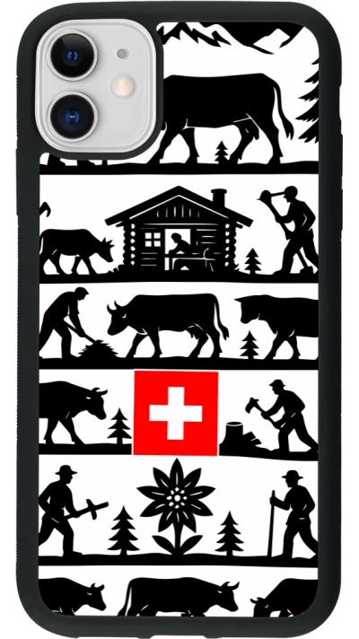 Coque iPhone 11 - Silicone rigide noir Poya Suisse 1