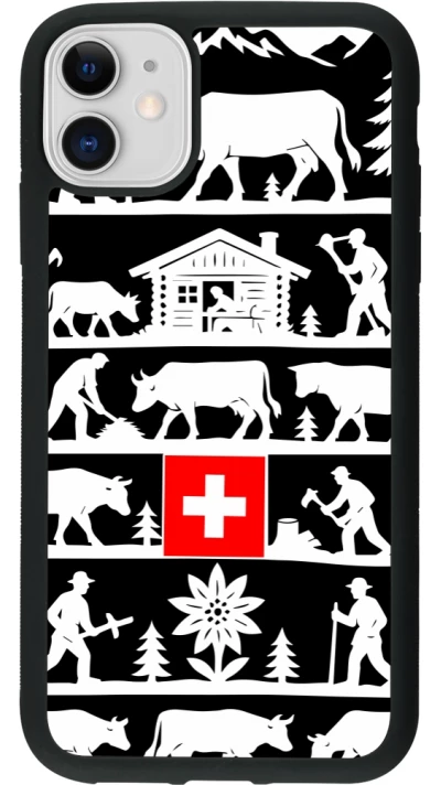 Coque iPhone 11 - Silicone rigide noir Poya Suisse 1 noir
