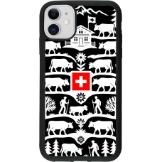 Coque iPhone 11 - Silicone rigide noir Poya Suisse 3 noir