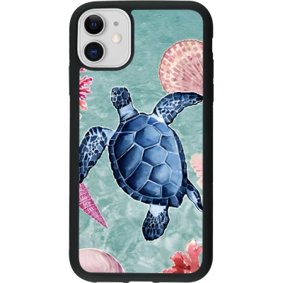 Coque iPhone 11 - Silicone rigide noir Preppy Turtle