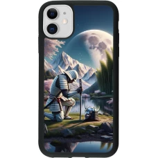 Coque iPhone 11 - Silicone rigide noir Samurai Katana Lune
