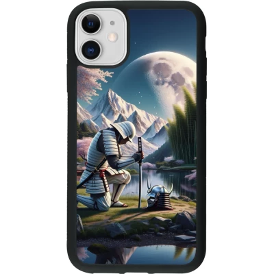 Coque iPhone 11 - Silicone rigide noir Samurai Katana Lune