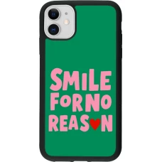 Coque iPhone 11 - Silicone rigide noir Smile for no reason 2026