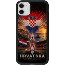 Coque iPhone 11 - Silicone rigide noir Football Croatie splash 2026