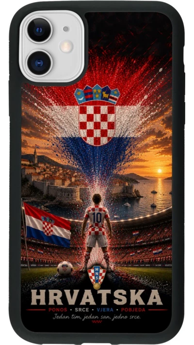 iPhone 11 Case Hülle - Silikon schwarz Fussball Kroatien splash 2026