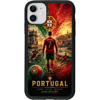 iPhone 11 Case Hülle - Silikon schwarz Fussball Portugal splash 2026