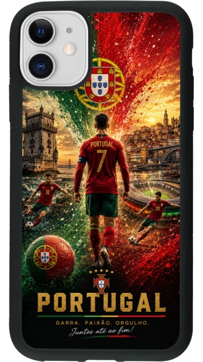 iPhone 11 Case Hülle - Silikon schwarz Fussball Portugal splash 2026