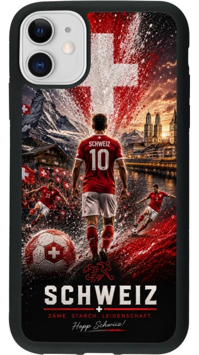 iPhone 11 Case Hülle - Silikon schwarz Fussball Schweiz splash 2026