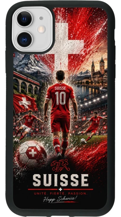 iPhone 11 Case Hülle - Silikon schwarz Fussball Suisse splash 2026