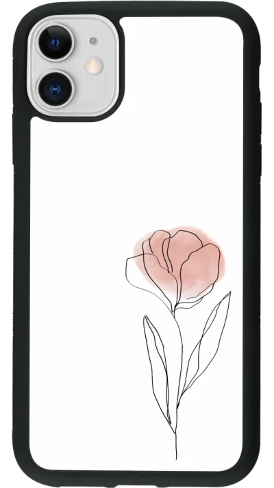 Coque iPhone 11 - Silicone rigide noir Spring 23 minimalist flower