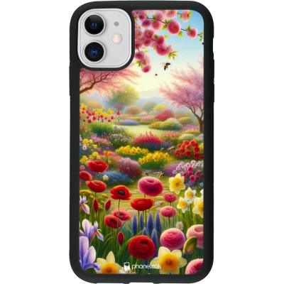Coque iPhone 11 - Silicone rigide noir Spring 25 Bouquet printemps