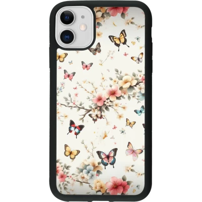 Coque iPhone 11 - Silicone rigide noir Spring 25 Papillons Légers