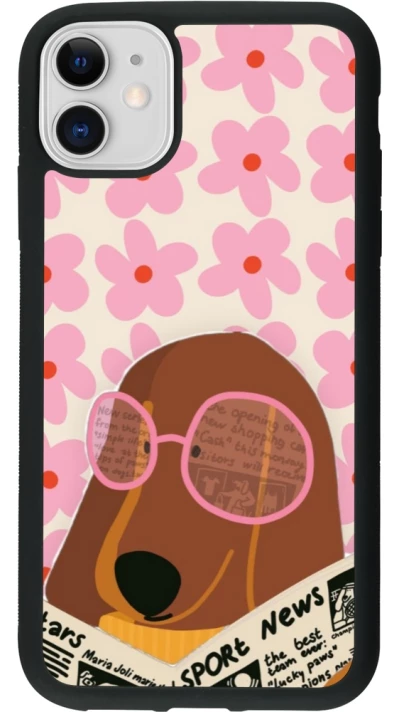 iPhone 11 Case Hülle - Silikon schwarz Dog with newspaper Spring 2026