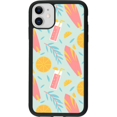 Coque iPhone 11 - Silicone rigide noir Summer 2025 Pattern citron