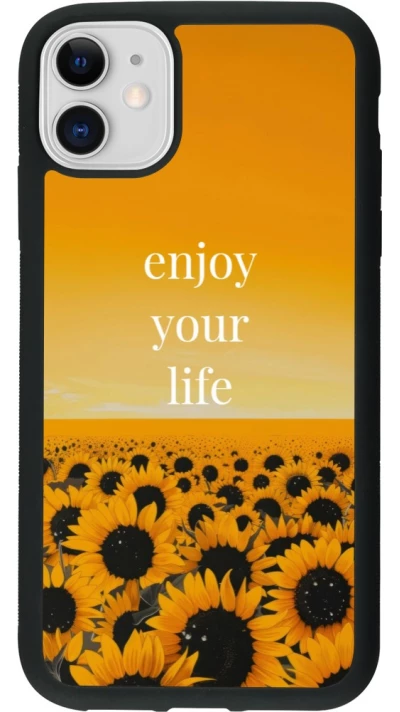 Coque iPhone 11 - Silicone rigide noir Summer 2026 Enjoy your life