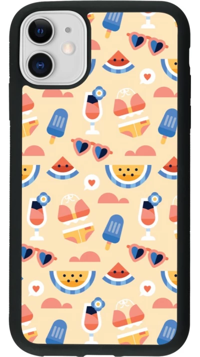 Coque iPhone 11 - Silicone rigide noir Pattern Summer 2026
