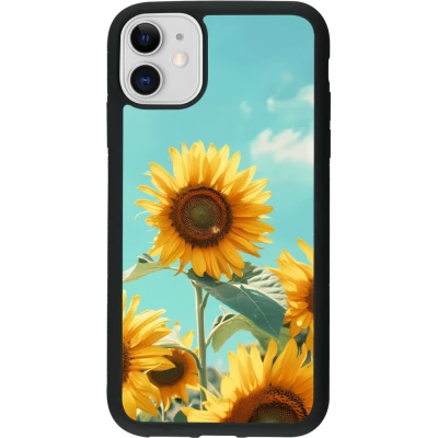Coque iPhone 11 - Silicone rigide noir Sunflowers Summer 2026