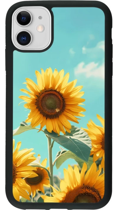 Coque iPhone 11 - Silicone rigide noir Sunflowers Summer 2026