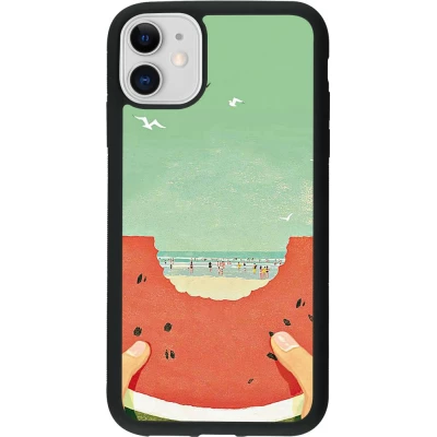 iPhone 11 Case Hülle - Silikon schwarz Views through a watermelon Summer 2026