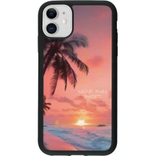 Coque iPhone 11 - Silicone rigide noir Watch more sunsets Summer 2026