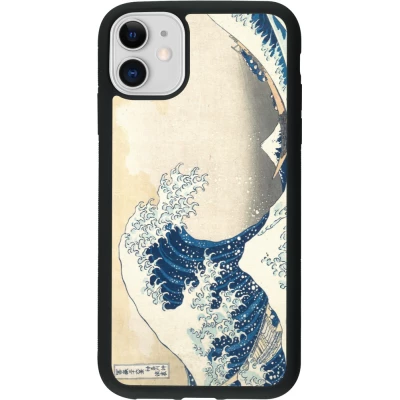 Coque iPhone 11 - Silicone rigide noir Tableau art - La Grande Vague de Kanagawa - Hokusai