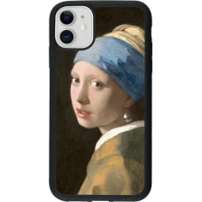 Coque iPhone 11 - Silicone rigide noir Tableau art - La Jeune fille à la perle - Johannes Vermeer