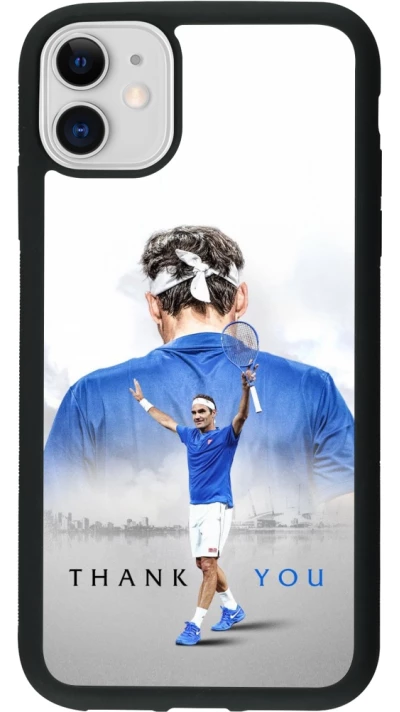 Coque iPhone 11 - Silicone rigide noir Thank you Roger