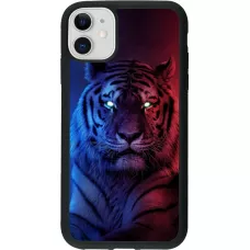Hülle iPhone 11 - Silikon schwarz Tiger Blue Red