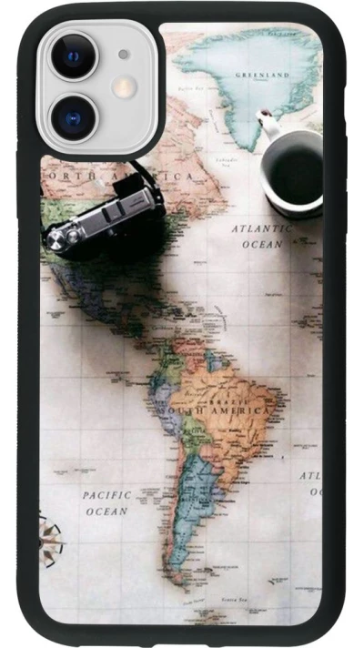Coque iPhone 11 - Silicone rigide noir Travel 01