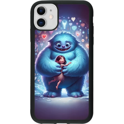 Coque iPhone 11 - Silicone rigide noir Valentine 2024 Fluffy Love