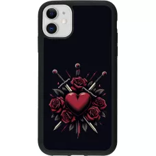 Coque iPhone 11 - Silicone rigide noir Valentine 2024 gothic love