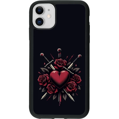 Coque iPhone 11 - Silicone rigide noir Valentine 2024 gothic love