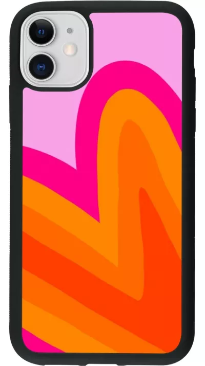 iPhone 11 Case Hülle - Silikon schwarz Valentine 2024 heart gradient