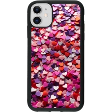 Coque iPhone 11 - Silicone rigide noir Valentine 2025 Confetti