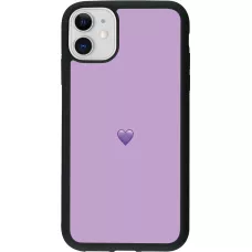 Coque iPhone 11 - Silicone rigide noir Valentine 2023 purpule single heart