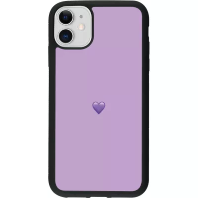 Coque iPhone 11 - Silicone rigide noir Valentine 2023 purpule single heart