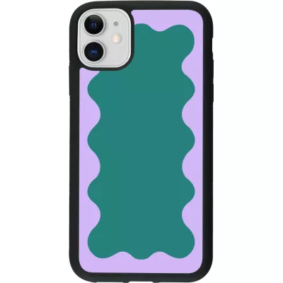 iPhone 11 Case Hülle - Silikon schwarz Wavy Rectangle Green Purple