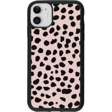 Coque iPhone 11 - Silicone rigide noir Wild Leopard Pink