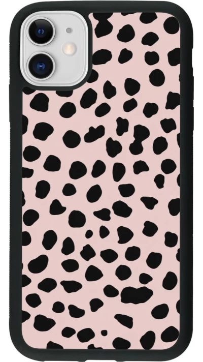Coque iPhone 11 - Silicone rigide noir Wild Leopard Pink