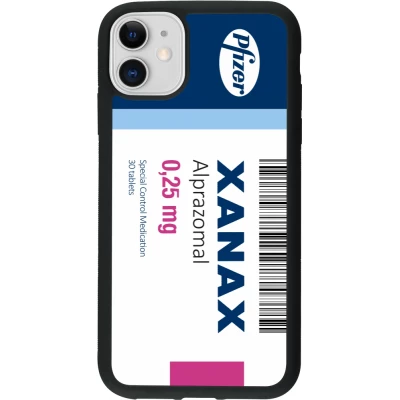 Coque iPhone 11 - Silicone rigide noir Xanax Alprazolam 2025