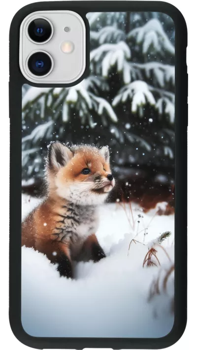 iPhone 11 Case Hülle - Silikon schwarz Weihnachten 2023 Fuechslein Tanne