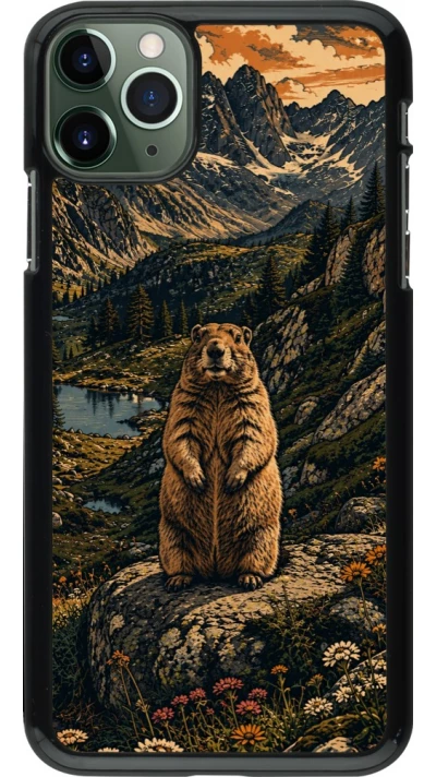 Coque iPhone 11 Pro Max - Linocut Marmotte