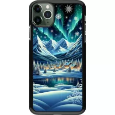 iPhone 11 Pro Max Case Hülle - Verschneites Bergdorf am See in der Nacht