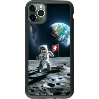 iPhone 11 Pro Max Case Hülle - Silikon schwarz Astro Schweiz auf dem Mond