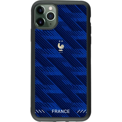 Coque iPhone 11 Pro Max - Silicone rigide noir Maillot de football France 2026 personnalisable