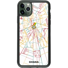Coque iPhone 11 Pro Max - Silicone rigide noir Maillot de football Ghana 2026 personnalisable