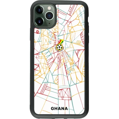 Coque iPhone 11 Pro Max - Silicone rigide noir Maillot de football Ghana 2026 personnalisable