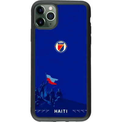 Coque iPhone 11 Pro Max - Silicone rigide noir Maillot de football Haiti 2026 personnalisable